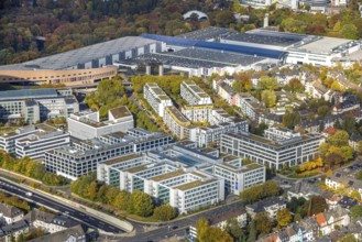 Aerial view, Messe Essen site, general overview, Messeallee, Bredeney, Essen, Ruhr area, North