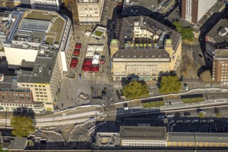 Aerial view, Garner Hotel Essen - Handelshof, Willy-Brandt-Platz renovation with outdoor catering,