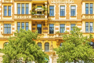 Historic façade of a building on the left Wienzeile, near the Naschmarkt, Vienna, Austria