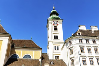 The church tower of the Schottenkirche, Vienna, Austria