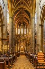 Central nave of the neo-gothic votive church, Vienna, Austria