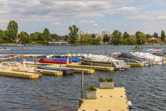 Anchorages for smaller motor boats on the Upper Old Danube, Vienna, Austria