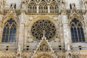 Façade of the votive church in neo-gothic style, Vienna, Austria