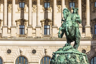 Monument to Prince Eugene, behind it the historic façade of the New Hofburg Imperial Palace,