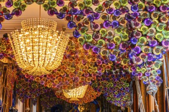Chandeliers and shell lights at the Vienna State Opera, Vienna, Austria