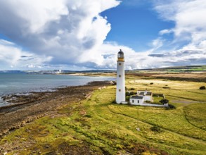 Barns Ness Lighthouse from a drone, Dunbar, East Lothian, Scotland, UK