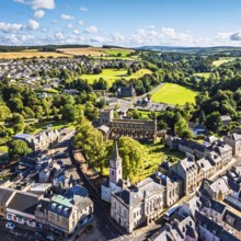 Jedburgh Abbey from a drone, Augustinian Abbey, Jedburgh, Scottish Borders, Scotland, UK