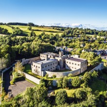 Jedburgh Castle from a drone, Jedburgh, Scottish Borders, Scotland, UK