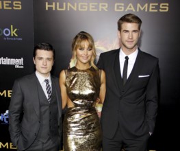 Josh Hutcherson, Jennifer Lawrence and Liam Hemsworth at the Los Angeles premiere of 'The Hunger