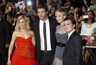 Liam Hemsworth, Elizabeth Banks, Jennifer Lawrence and Josh Hutcherson at the Los Angeles premiere