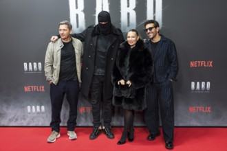 Paco-Luca Nitsche, Aykut Anhan aka Haftbefehl, Nina Anhan and Elyas M'Barek at the premiere of the