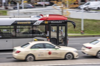 Rheinbahn bus at Düsseldorf-Bilk station, taxi stand, North Rhine-Westphalia