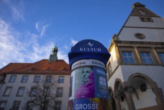 Outdoor advertising, advertising column, town hall, Bürgerbüro, Feuerbach district, Stuttgart,