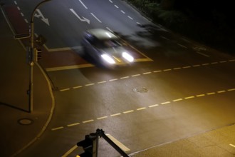 Nocturnal car traffic in a city, Germany