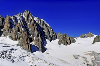 View from the Télécabine Panorama Railway of the Mont Blanc du Tacul mountain station, the Aiguille