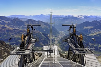 Pointe Helbronner cable car mountain station, Chamonix-Mont-Blanc, Haute-Savoie, Italian watershed,