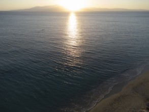 Maragas beach at sunset, Naxos, Cyclades, Aegean Sea, Greece