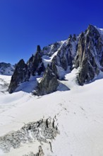 View of the mountain from the Télécabine Panorama Railway, Le Mont Blanc du Tacul, in the