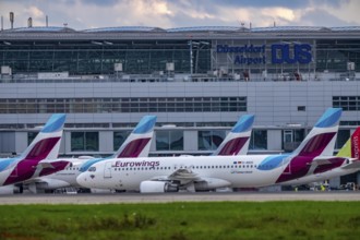 Eurowings aircraft at Terminal A of Düsseldorf Airport, North Rhine-Westphalia, Germany