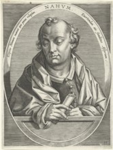 Nahum, a biblical prophet and his book. It belongs to the Book of Twelve Prophets in Tanakh or the