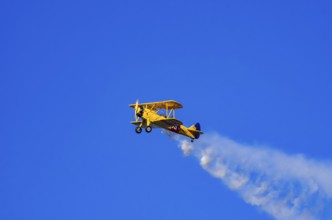 A Boeing PT-17 Stearman biplane, also Boeing Stearman Model 75, with the inscription 399 USNAVY