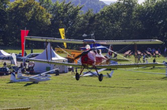 A De Havilland DH.82 Tiger Moth with the registration HB-UPM during a flight demonstration as part