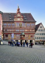 Market square with town hall, Tübingen, Baden-Württemberg, Germany