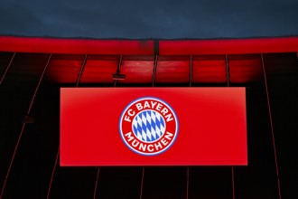 Scoreboard logo FC Bayern Munich, FCB, Champions League, Allianz Arena, Munich, Bayern, Germany