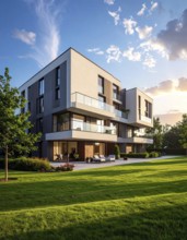 New modern block of flat, condo architecture, Residential apartment as a flat, luxury house