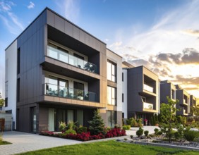 New modern block of flat, condo architecture, Residential apartment as a flat, luxury house