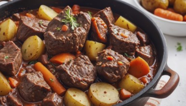 This delicious stew is a comforting meal, perfect for a cold evening or a special occasion, AI