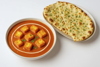 This image showcases a vibrant paneer butter masala dish, a popular Indian cuisine, served with