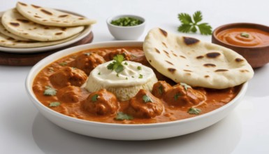 This image showcases a vibrant and appetizing Indian butter chicken dish, perfect for culinary and