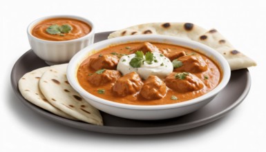 This image showcases a flavorful Indian butter chicken dish, perfect for culinary projects or