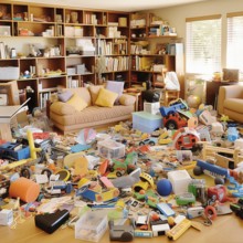 Mess in the children's room, scattered toys, AI generated