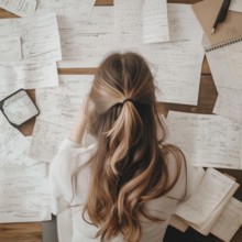 Girl preparing for a session in college, AI generated