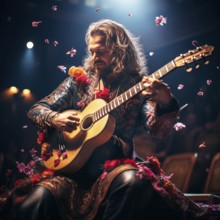 Professional guitarist performing on stage, AI generated