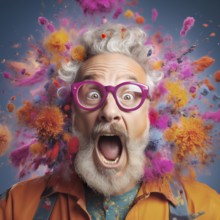 Comic actor, host of holidays in stage costume, AI generated