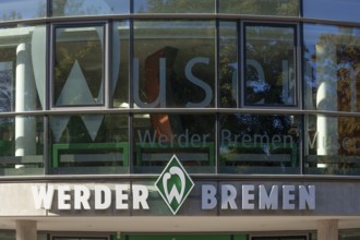 SV Werder Bremen logo at the Weserstadtion soccer stadium, Bremen