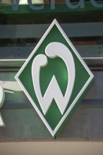 SV Werder Bremen logo at the Weserstadtion soccer stadium, Bremen