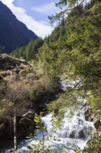 Gorge or Schlucht Ruetz Cataract on the Ruetz River with rapids and waterfall on the Wilde Wasser