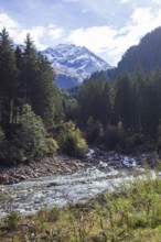 River Ruetz am Wilde Wasser Weg in autumn, WildeWasserweg, Stubai Valley, Tyrol, Austria