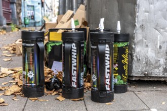 Empty cartridges filled with N2O, nitrous oxide gas, called laughing gas, officially it serves as a