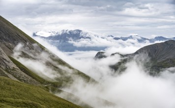 Sea of clouds in the mountains, Hohe Tauern National Park, Carinthia, Austria