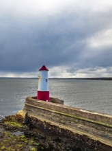 Berwick Pier and Lighthouse from a drone, Berwick-upon-Tweed, England, United Kingdom