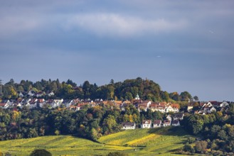 Landscape and vineyards near Stuttgart-Rotenberg. Stuttgart, Baden-Württemberg, Germany