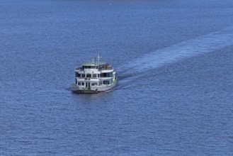 Excursion boat, Biggesee near Sondern, Olpe, Sauerland, North Rhine-Westphalia, Germany