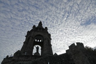Clouds, silhouette, Kaiser Wilhelm Memorial, Porta Westfalica, North Rhine-Westphalia, Germany