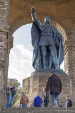 Statue, people, Kaiser Wilhelm Memorial, Porta Westfalica, North Rhine-Westphalia, Germany
