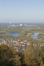 View of Weser and Porta Westfalica from the Kaiser Wilhelm Memorial, North Rhine-Westphalia,